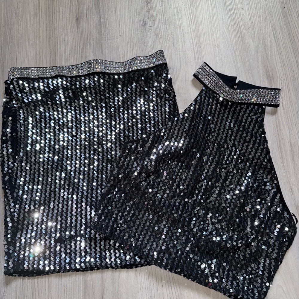 Halter bling top and matching skirt. Size Medium
